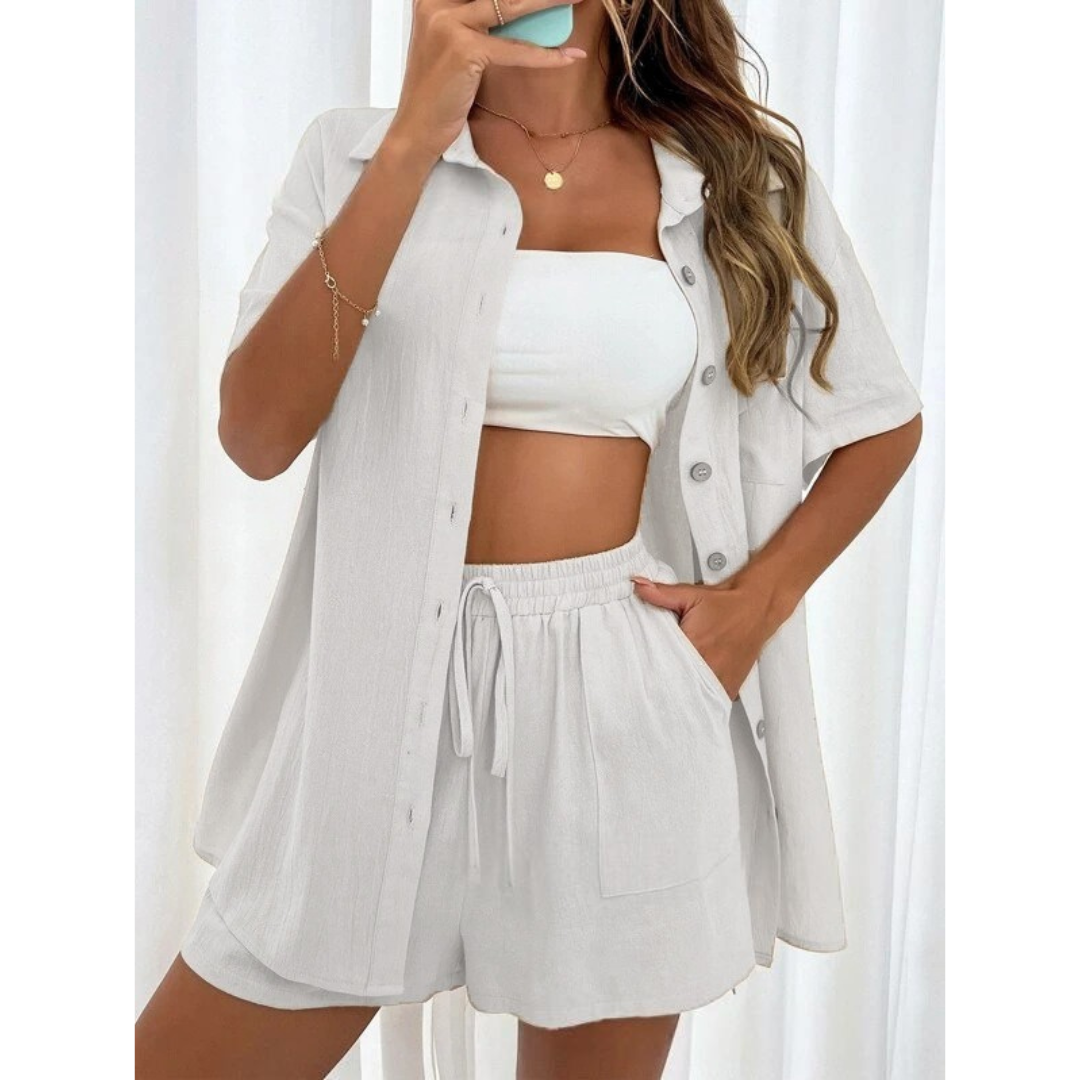 KRISTINE™ – Casual Summer Button-Down Lounge Set