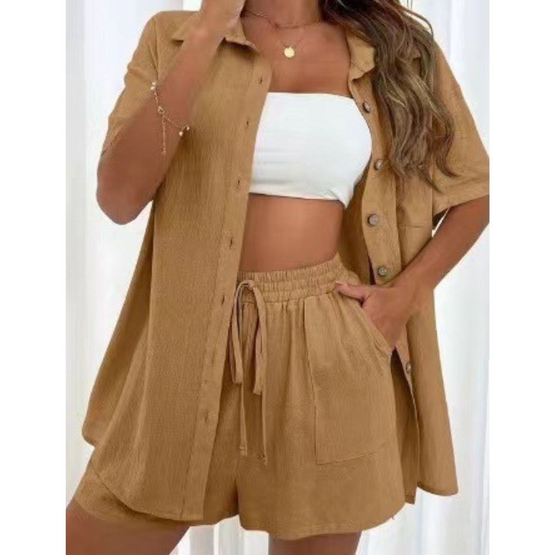 KRISTINE™ – Casual Summer Button-Down Lounge Set
