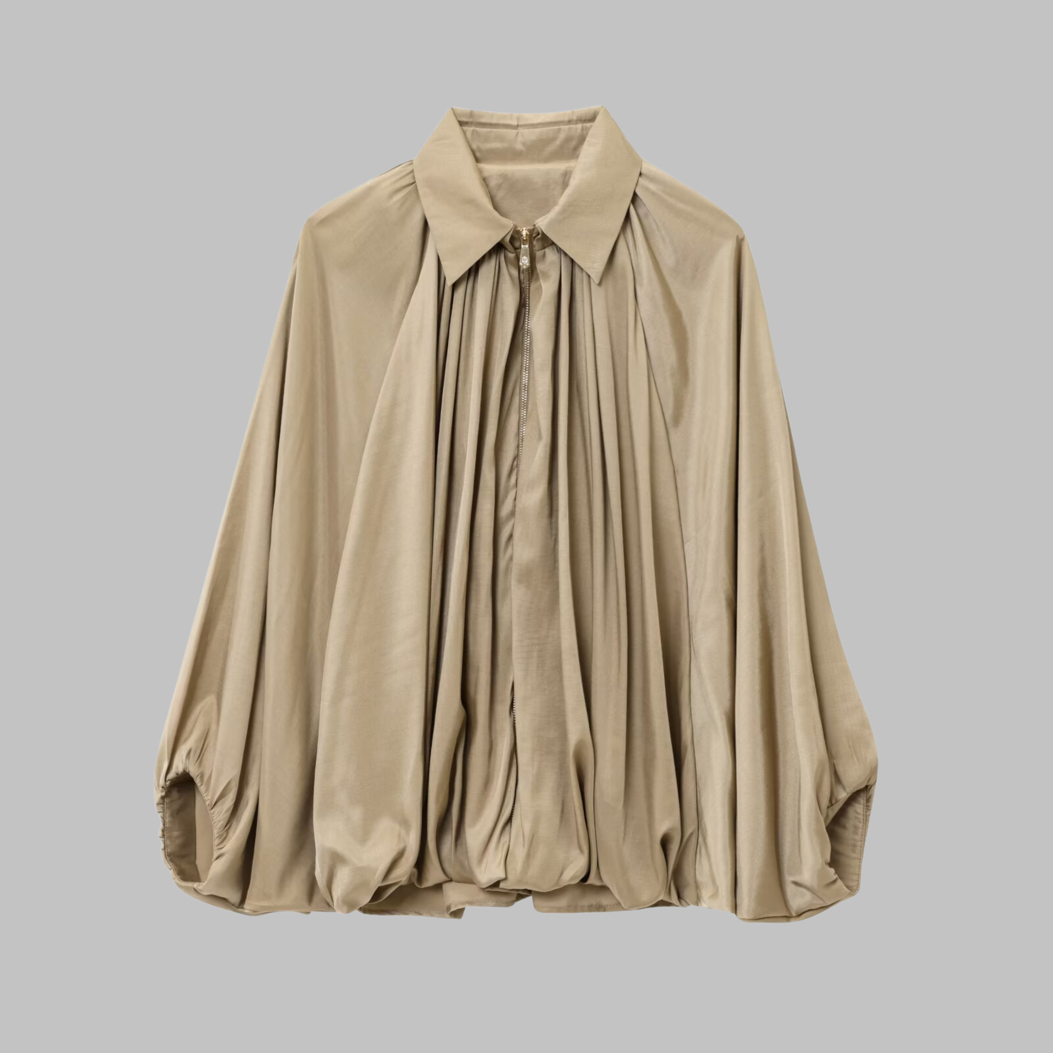 CHARLIZE™ - Vintage Oversized Puffed Batwing Sleeve Bomber Jacket