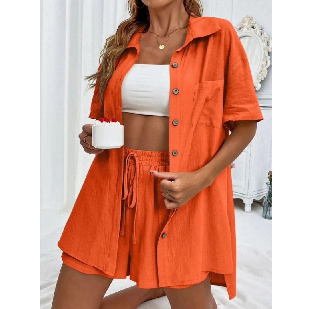 KRISTINE™ – Casual Summer Button-Down Lounge Set