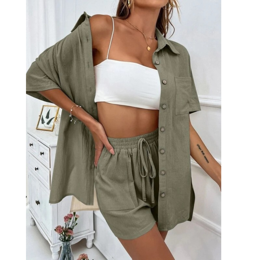 KRISTINE™ – Casual Summer Button-Down Lounge Set