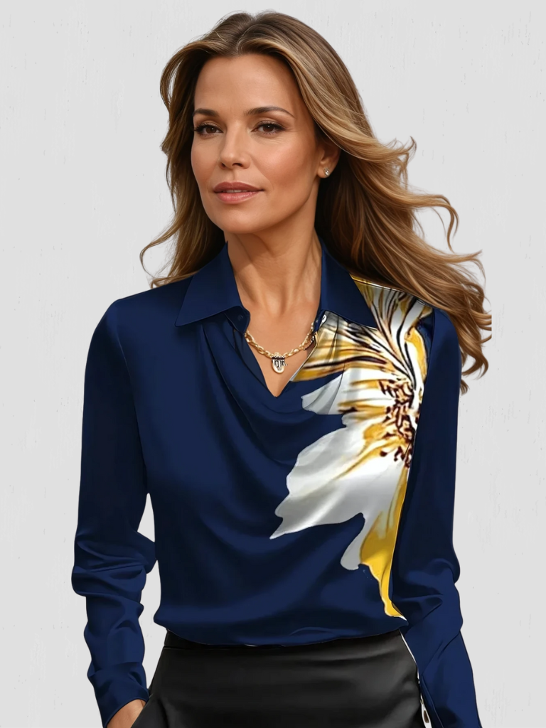 MELODY SATIN DRAPE BLOUSE