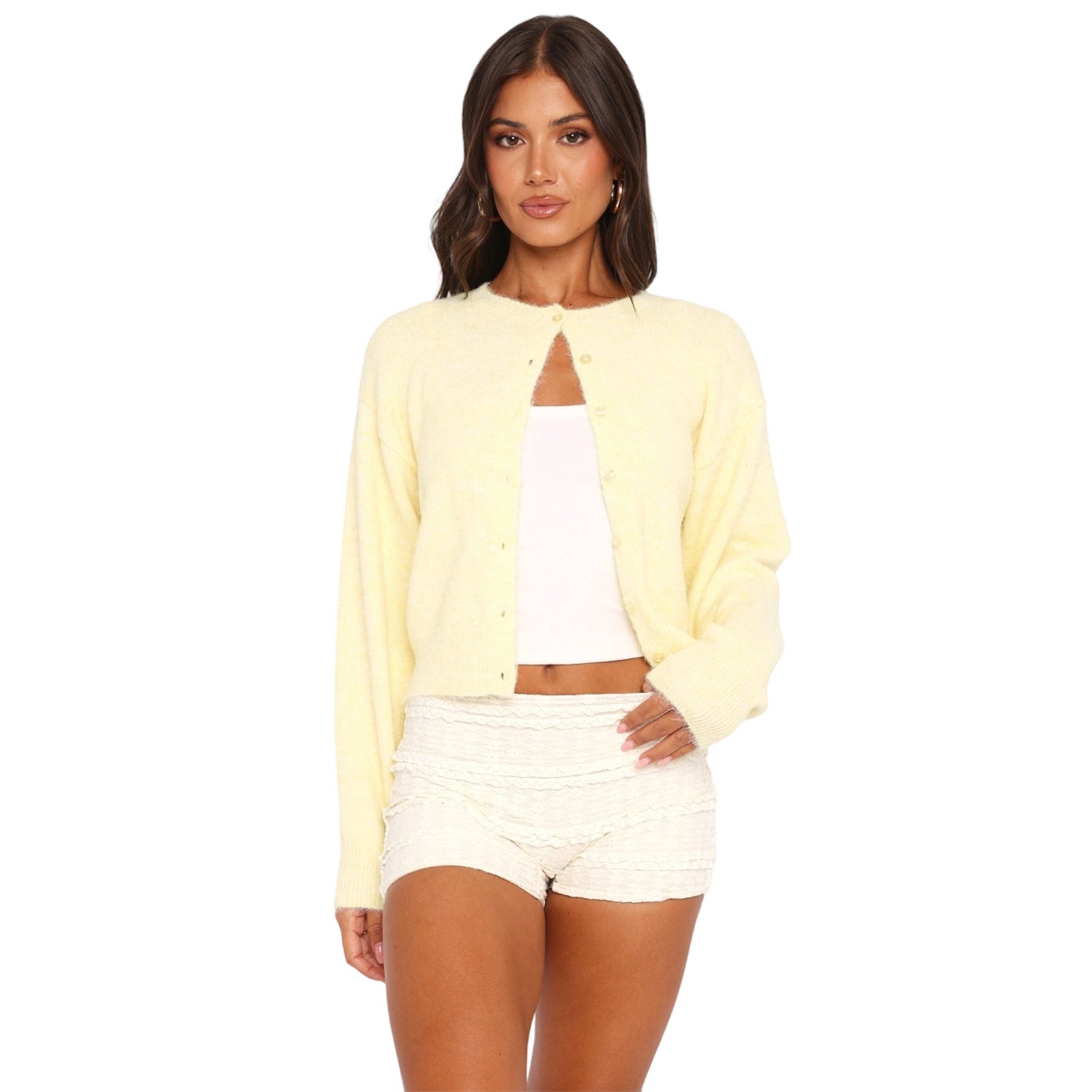 SHASA™ - Casual Cropped Long Sleeve Cardigan