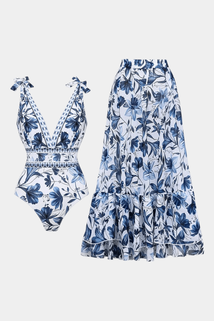 Ahria | Floral One-Piece Swimsuit Set