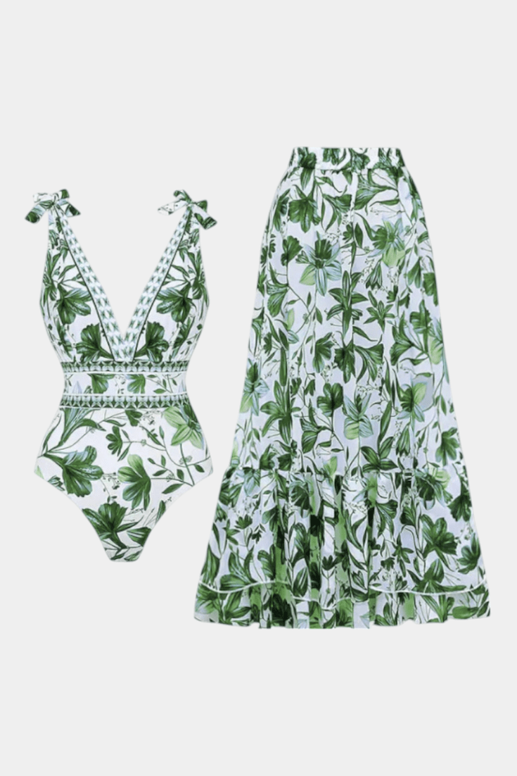 Ahria | Floral One-Piece Swimsuit Set