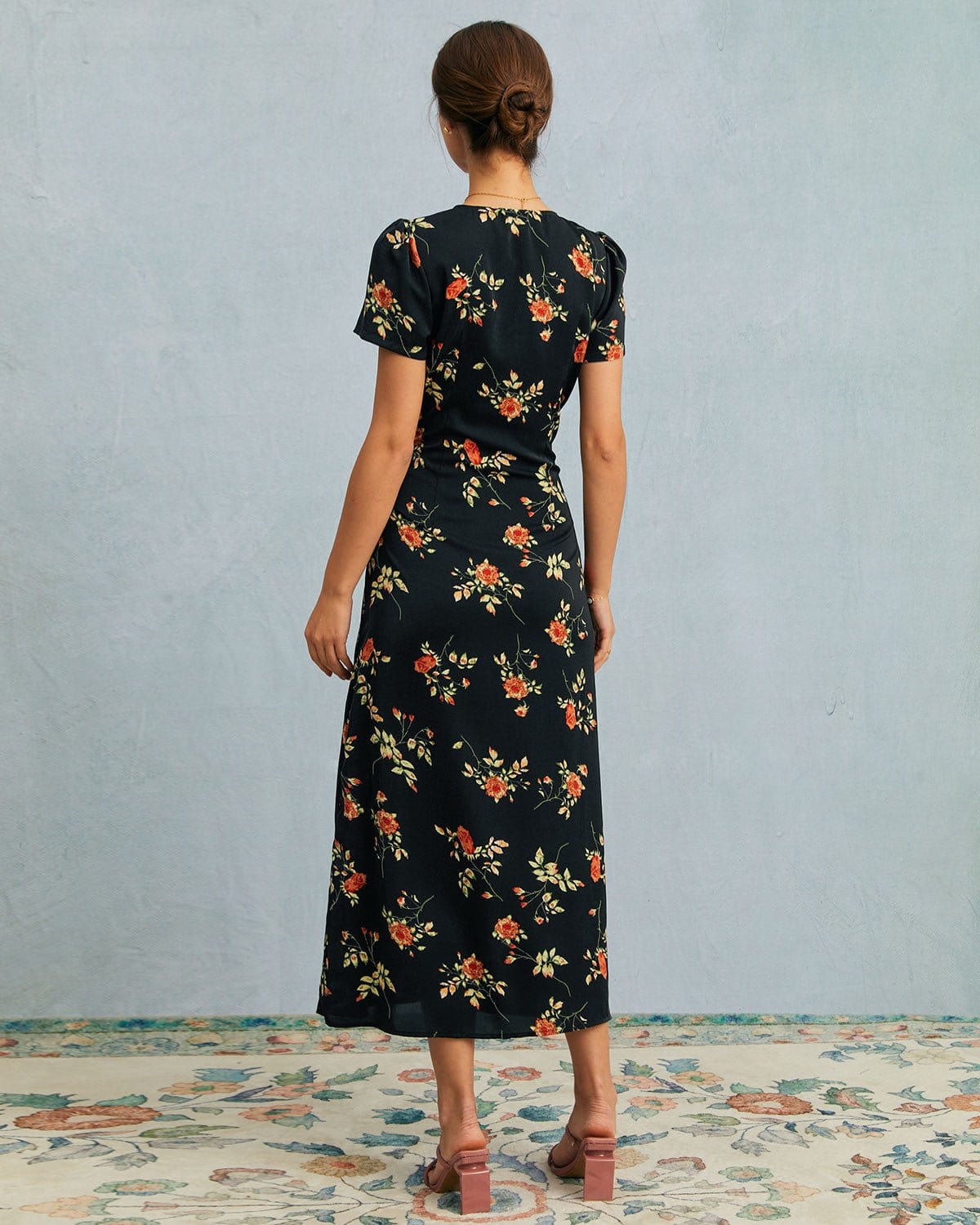 Alexia | V Neck Floral Short Sleeve Maxi Dress