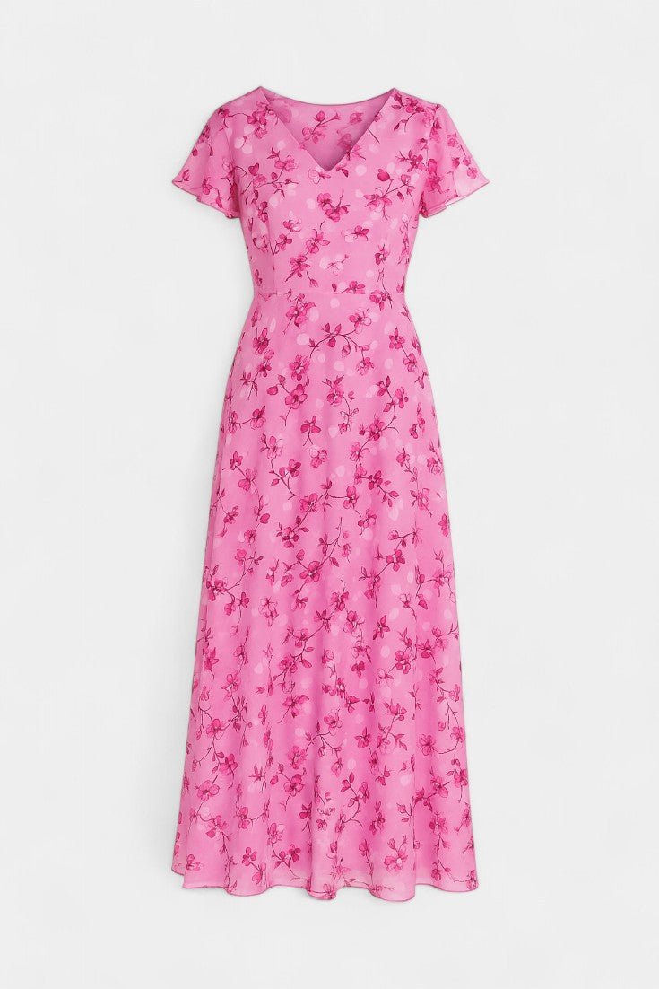 Amara | Floral Flutter Sleeve Maxi Dress