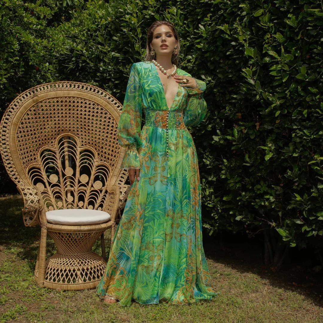 Aria | Elegant Floral Printed Maxi Dress