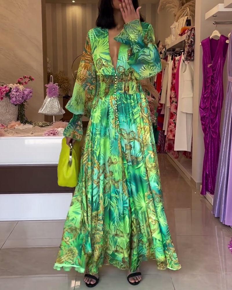 Aria | Elegant Floral Printed Maxi Dress