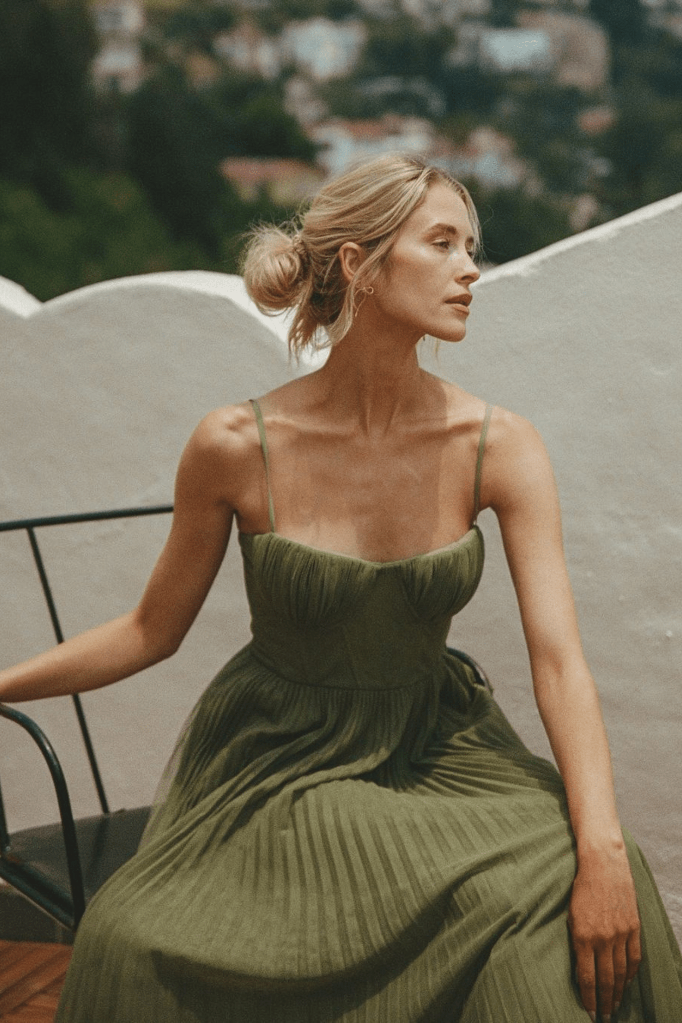 Elodie | Pleated Tulle Corset Midi Dress