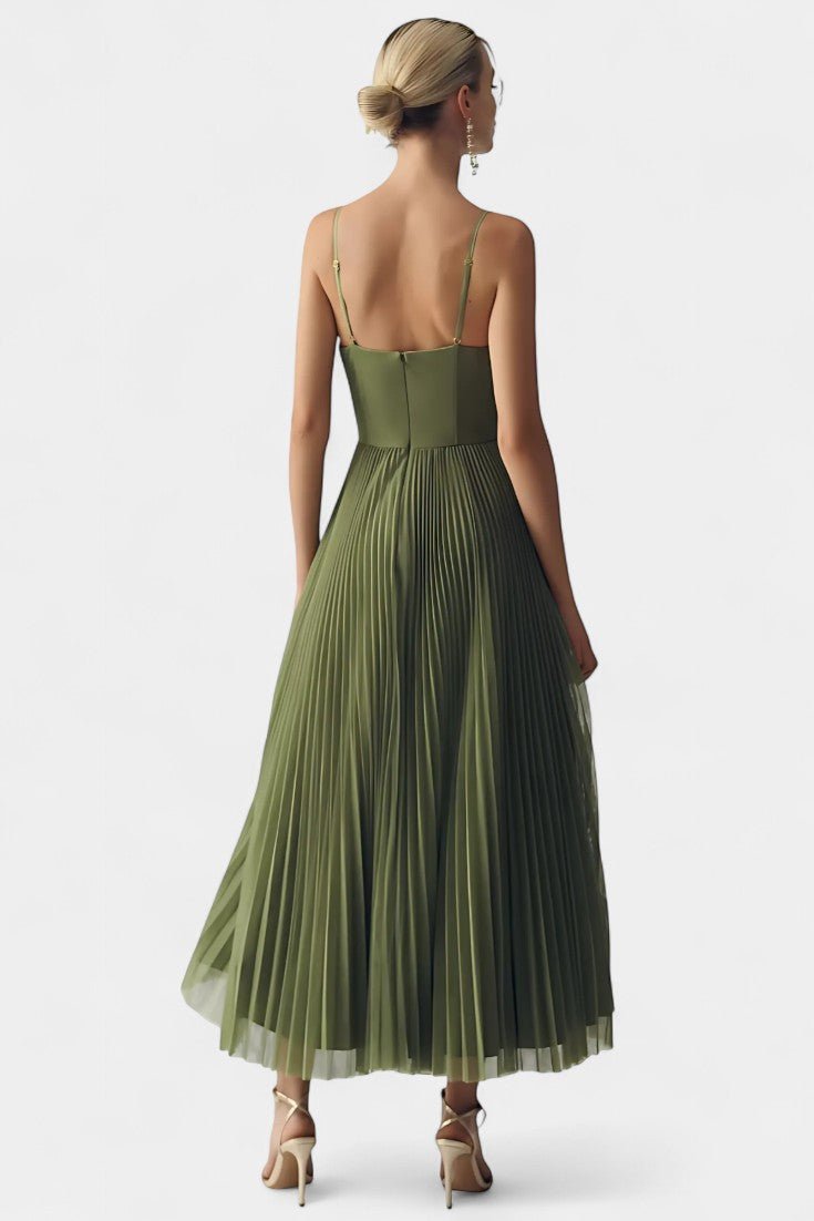 Elodie | Pleated Tulle Corset Midi Dress