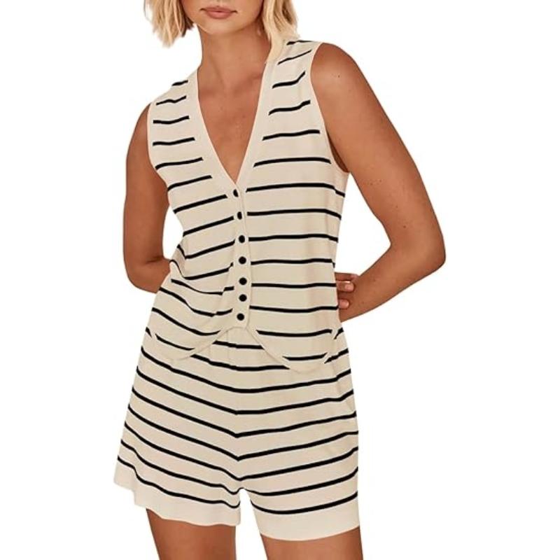 NERISSA™ – Chic Summer Striped Sleeveless Co-Ord