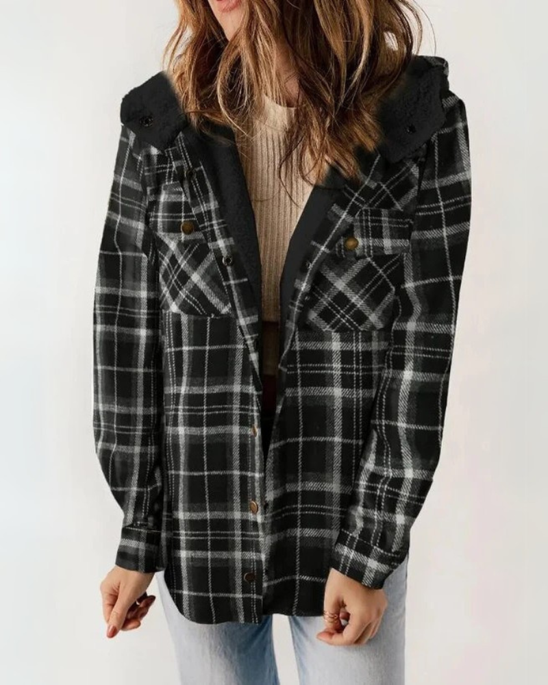 HILARY - Checkered Jacket with Sherpa Lining