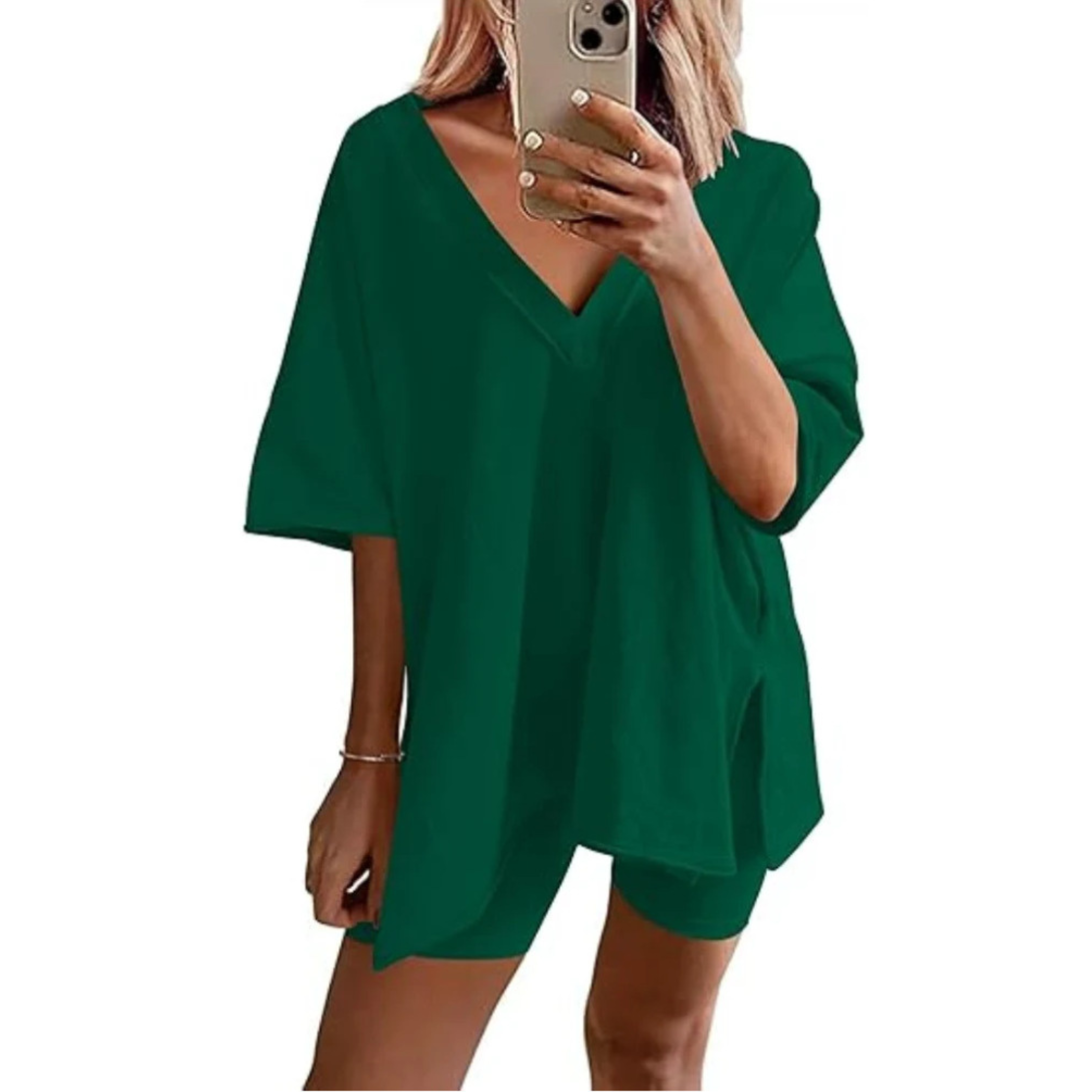RAMLYN™ – Casual Oversized V-Neck and Short Set