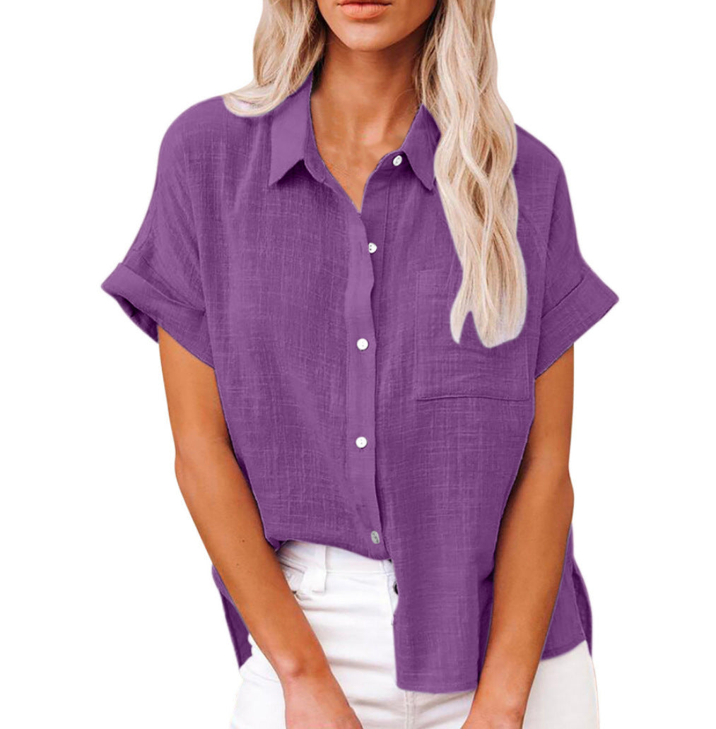 AUDRINE™ – Comfy Casual Button-Up Blouse