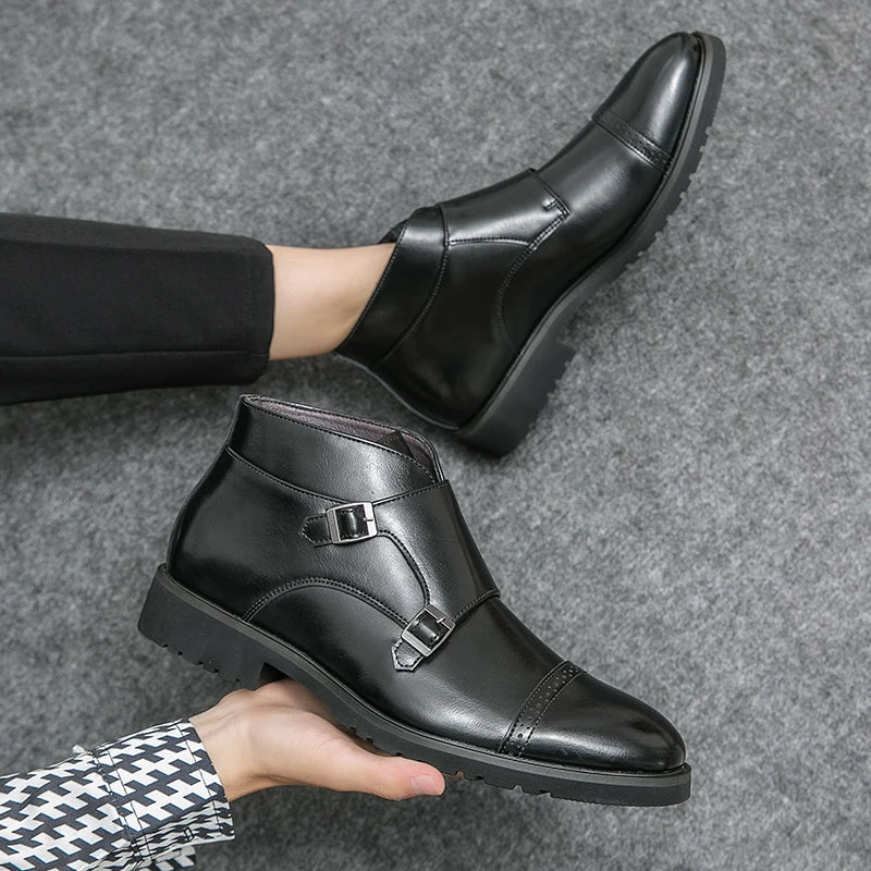 Parker | Double Buckle Synthetic Leather Boots
