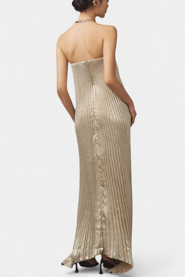 Andreia Pleated A-Line Strapless Maxi Dress
