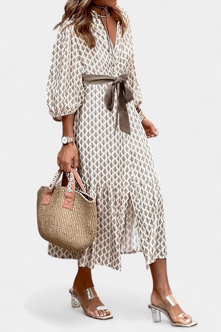 Antonia | Button-Front Tie-Waist Midi Dress