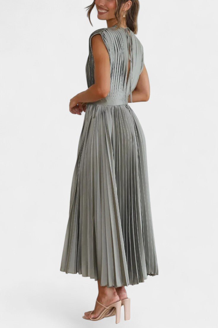 Audrey | Pleated V-Neck Midi Dress