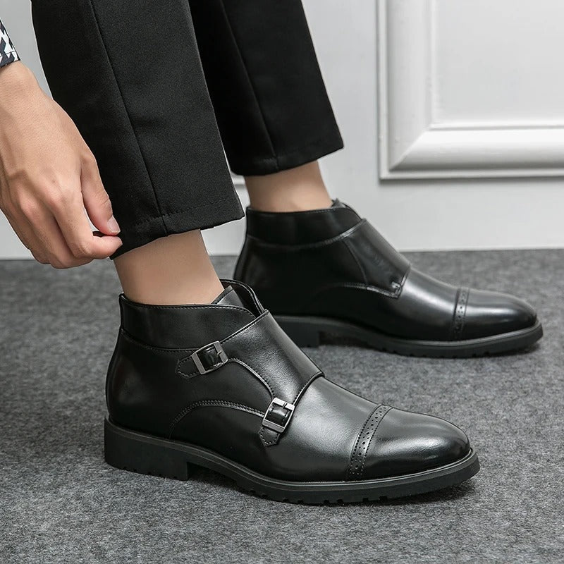 Parker | Double Buckle Synthetic Leather Boots