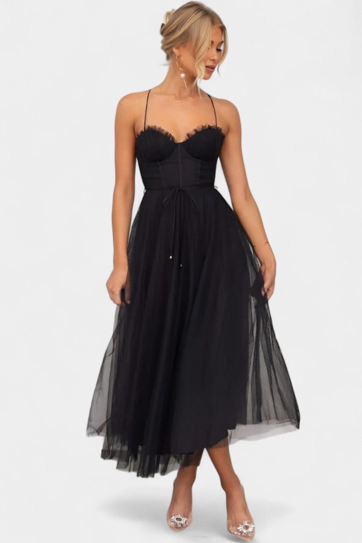 Eileen | Corset Tulle Midi Dress
