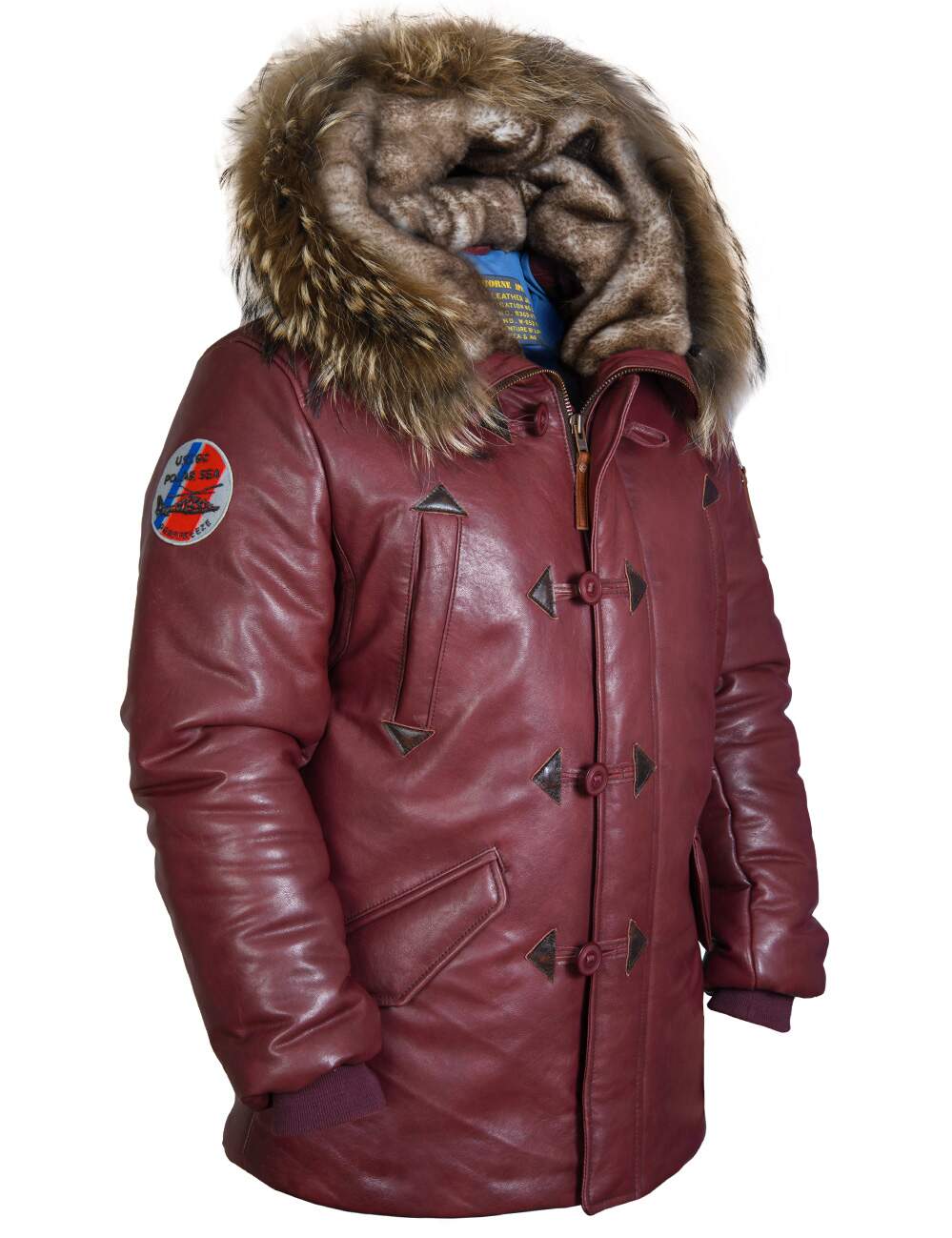 Luca™ | Elegant Bordeaux Parka for Men with Fur Hood