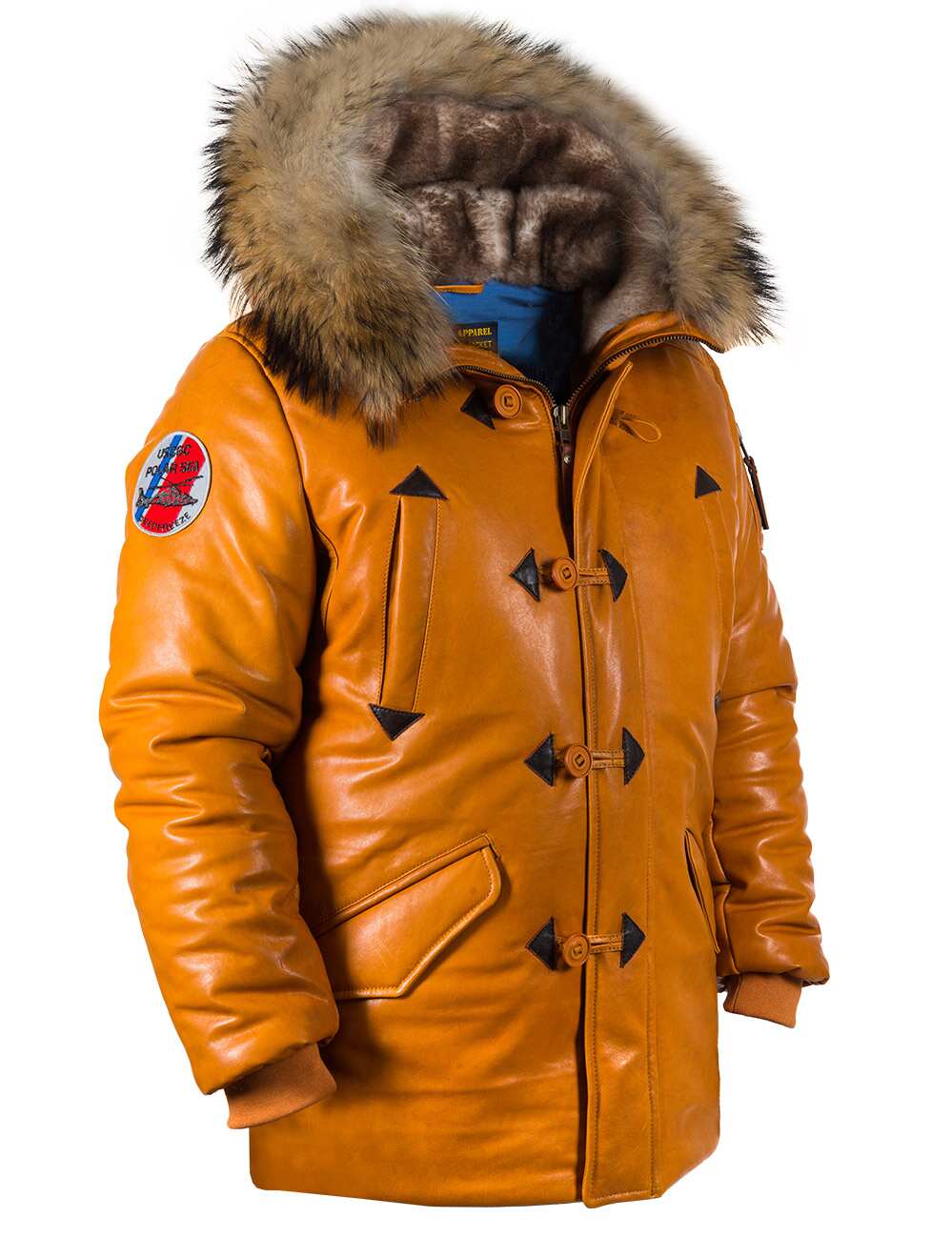 Orion™ | Orange Leather Parka for Men