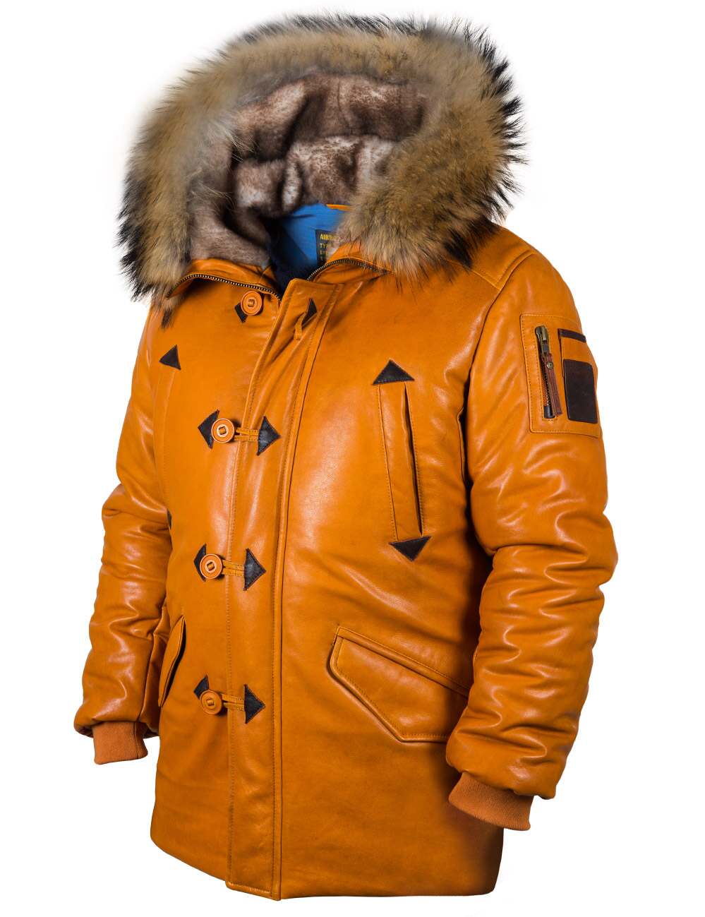 Orion™ | Orange Leather Parka for Men
