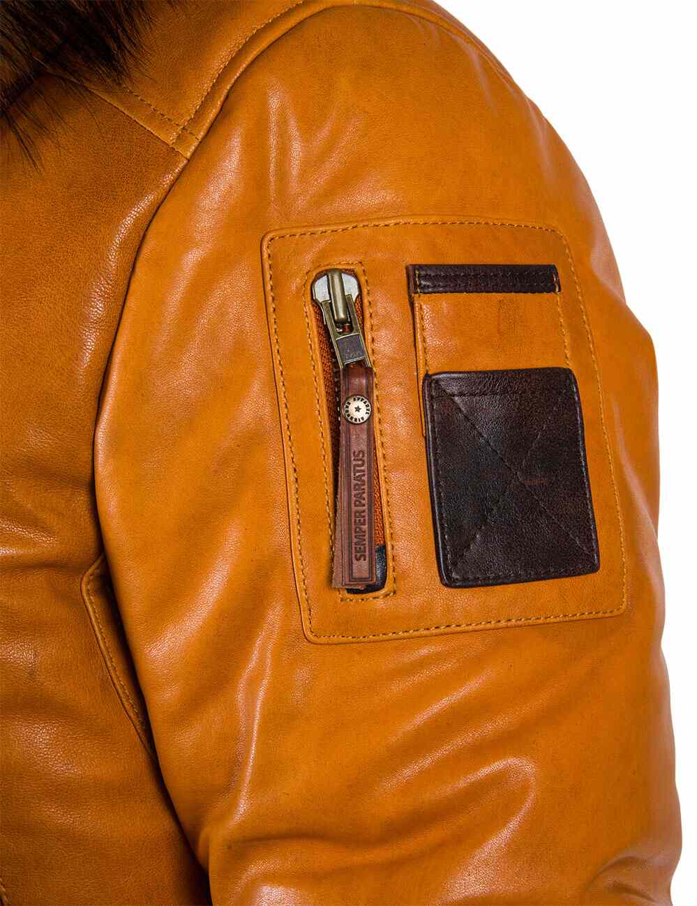 Orion™ | Orange Leather Parka for Men