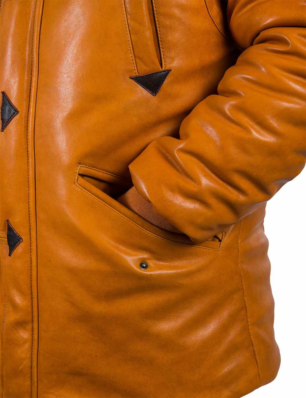Orion™ | Orange Leather Parka for Men