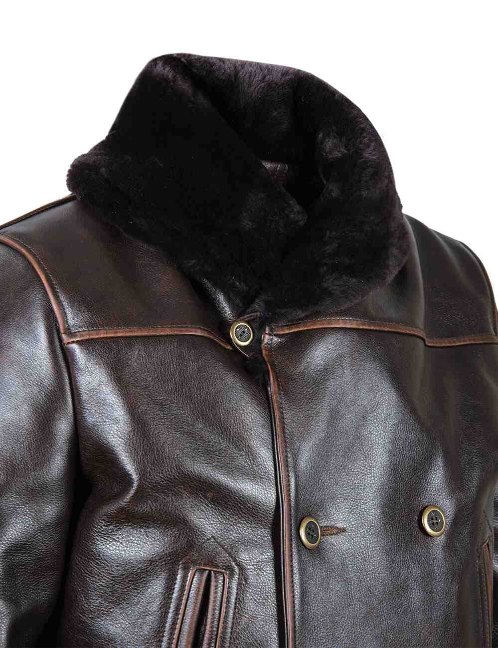 Aron™ | Vintage Leather Winter Peacoat